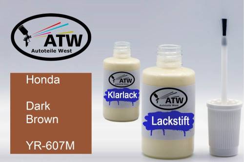 Honda, Dark Brown, YR-607M: 20ml Lackstift + 20ml Klarlack - Set, von ATW Autoteile West.